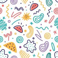 seamless pattern with colorful shapes and lines,white background vector