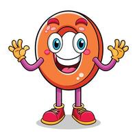 cartoon donut character waving and smiling vector