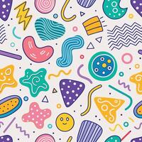 seamless pattern with colorful retro objects vector