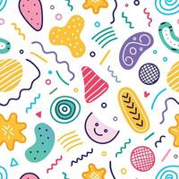seamless pattern with colorful shapesw hite background vector