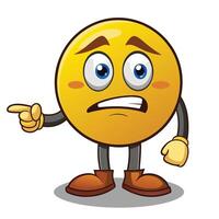 emoticon character pointing at something white background, vector