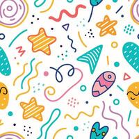 seamless pattern with colorful shapes and stars, vector