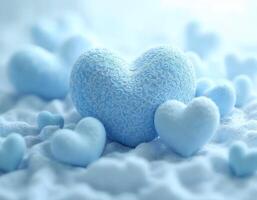 3D heart design elements in various sizes, featuring intricate patterns and textures, on a transparent background. photo