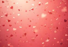 hearts falling from the sky on a pink background photo