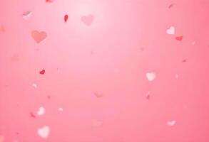 pink background with hearts falling from the sky photo