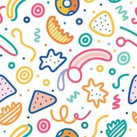 seamless pattern with colorful objects and shapes, vector