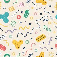 seamless pattern with colorful shapes and lines, vector