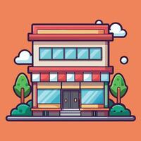 an illustration of a building with a red awning vector