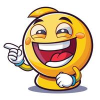 emoji character with a happy face and a finger pointing vector