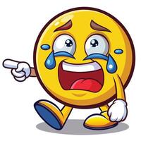 emoticon crying cartoon character with sad face and sad expression illustration on simple gradients vector