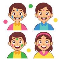 four different people with different colored face paint vector