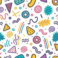 seamless pattern colorful shapes white background vector