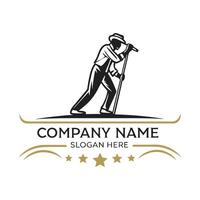 a man with a microphone logo design vector