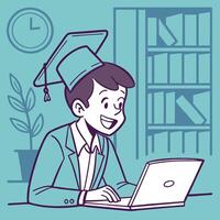 a man in a graduation working white background vector