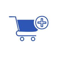 Shopping cart with plus sign. Add to cart icon. illustration vector