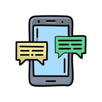 smartphone device with speech bubbles isolated icon illustration design, illustration vector