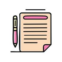 Document and pen flat style icon design, Data archive storage organize business office and information theme illustration vector