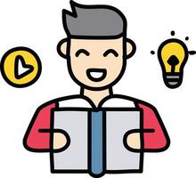 Man reading newspaper with lightbulb. Flat style illustration. vector