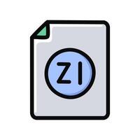 Zipped file icon, filled outline style editable stroke. vector