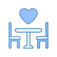 Dining table with heart line icon isolated on white background. Dining table with heart flat icon for infographic, website or app. vector