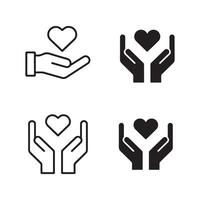 Heart in Hands Icon set vector
