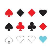 Set of Playing Card Suit Icons in Various Color Combinations vector
