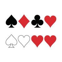 Four suit symbols for playing cards in various color combinations vector