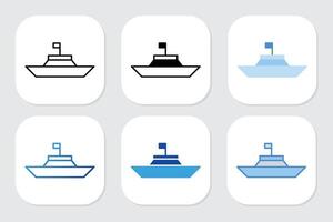 boat ship icons with various design style vector