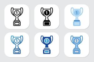 first place trophy icons with various design styles vector