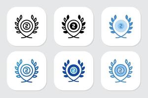 second place badge icon with various design style vector