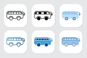 mini bus icons with various design styles vector