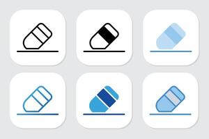 eraser icons with various design styles vector