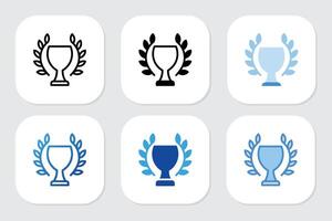 champions trophy icon with various design styles vector