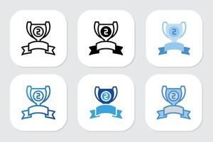 second place trophy icon with various design style vector