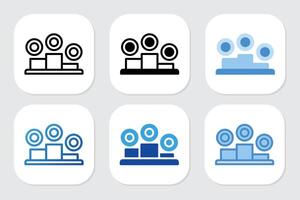 champion podium icons with various design styles vector