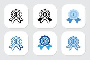 third place badge icon with various design style vector