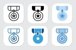 medal icons with various design styles vector