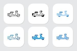 Scooter icons with various design style vector