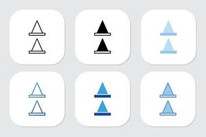 Cone road icons with various design styles vector