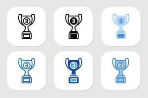 third place trophy icons with various design styles vector