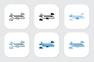 Plane icons with various design styles vector