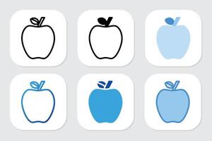 Apple fruit icons with various design styles vector