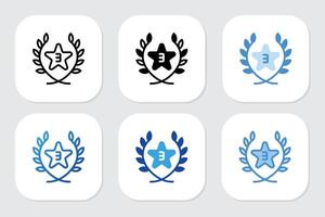third place star badge icons with various design styles vector