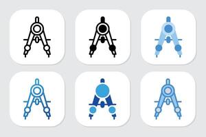 compass ruler icons with various design styles vector