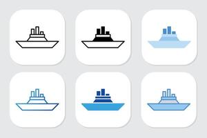 boat ship icons with various design styles vector