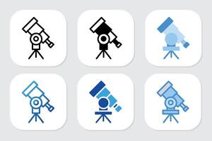 telescope icons with various design styles vector
