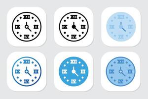 clock icons with various design styles vector