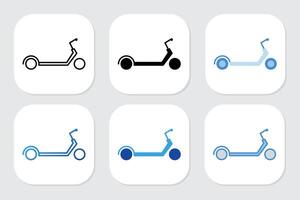 scooter icons with various design styles vector