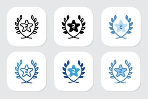 second place star badge icons with various design styles vector