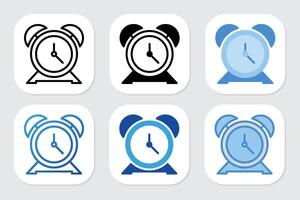 alarm clock icons with various design styles vector